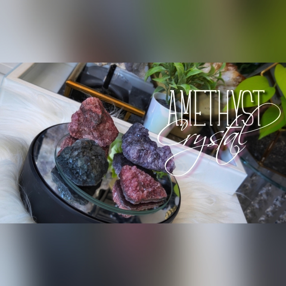 Dyed Amethyst Quartz Crystal Clusters (4pcs)